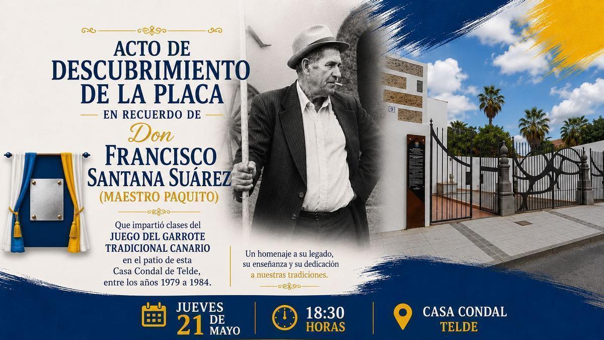 Cartel anunciador del acto de descubrimiento de la placa en recuerdo de Maestro Paquito.