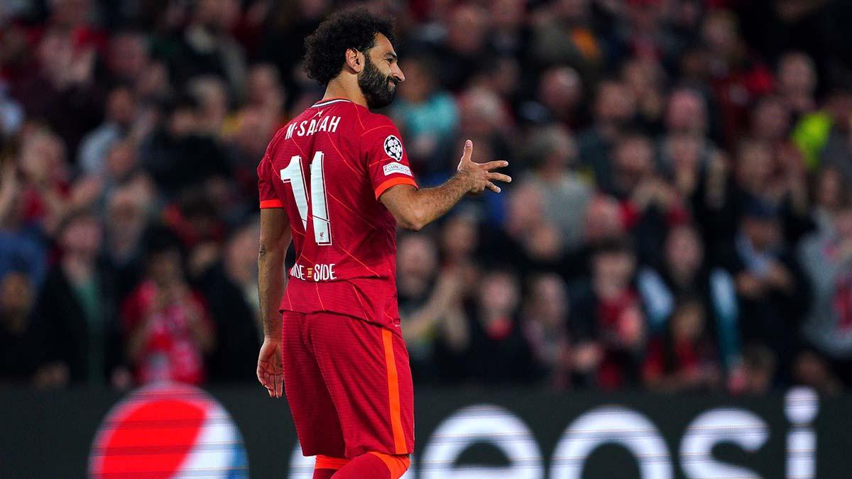 Salah celebrando su gol