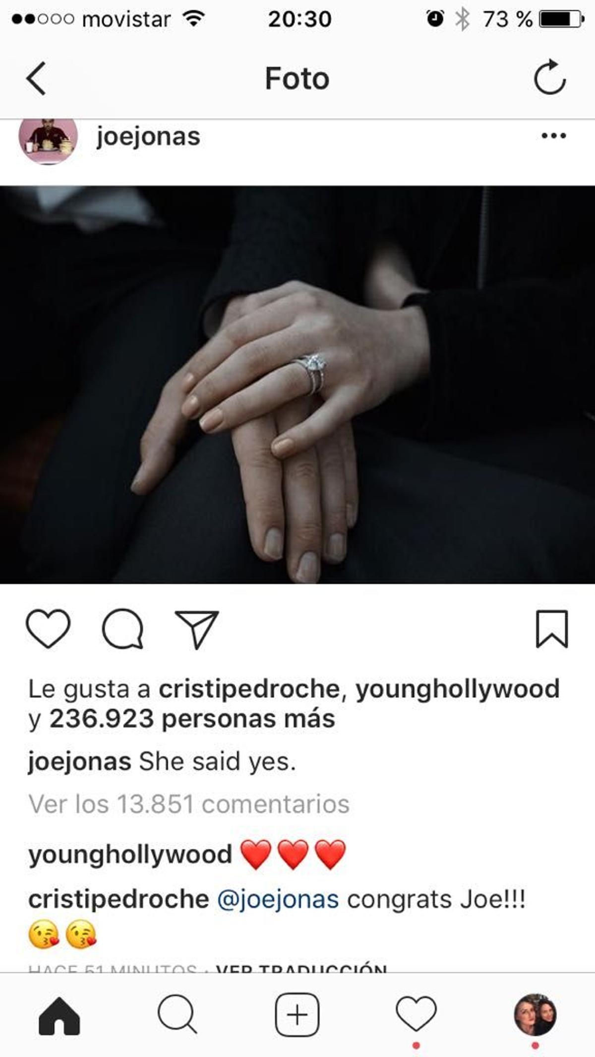 Cristina Pedroche felicita a Joe Jonas por su boda