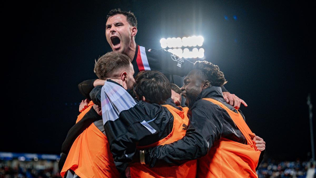 Diego Sánchez, celebrando el gol de la victoria de Dubasin ante el Leganés.
