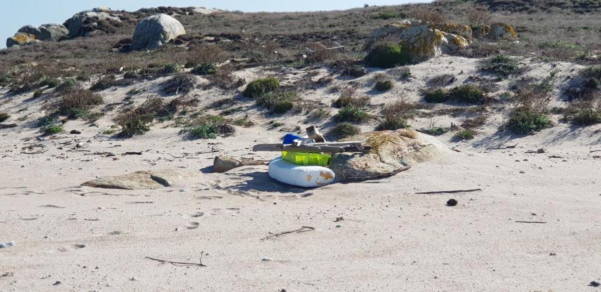 Eliminación de basura marina en Sálvora.