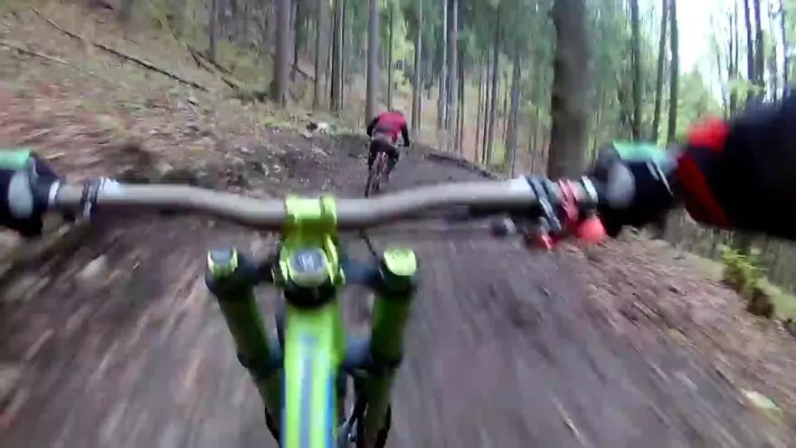 ¡Qué locura! Un oso pardo persigue a un ciclista por la montaña