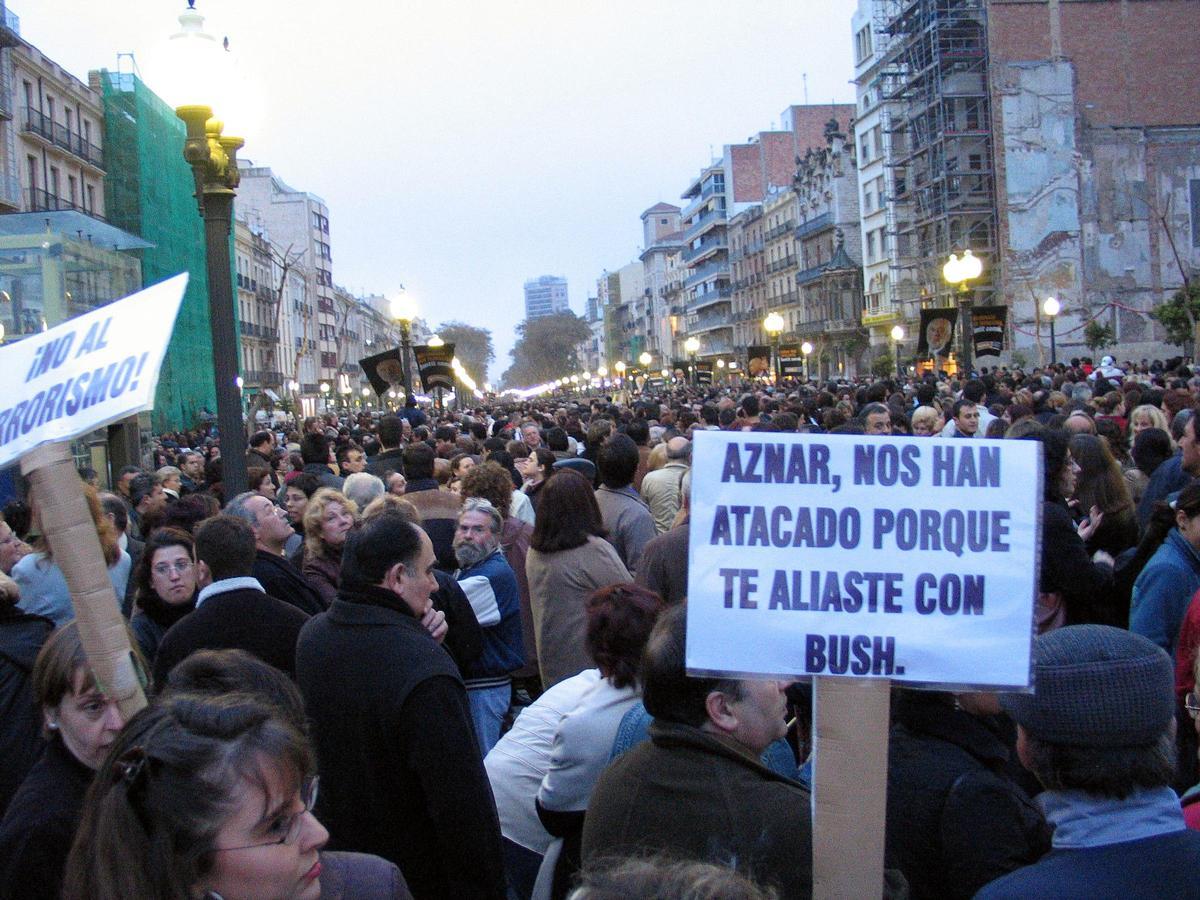 Manifestación contra los atentados, el 12 de marzo de 2004