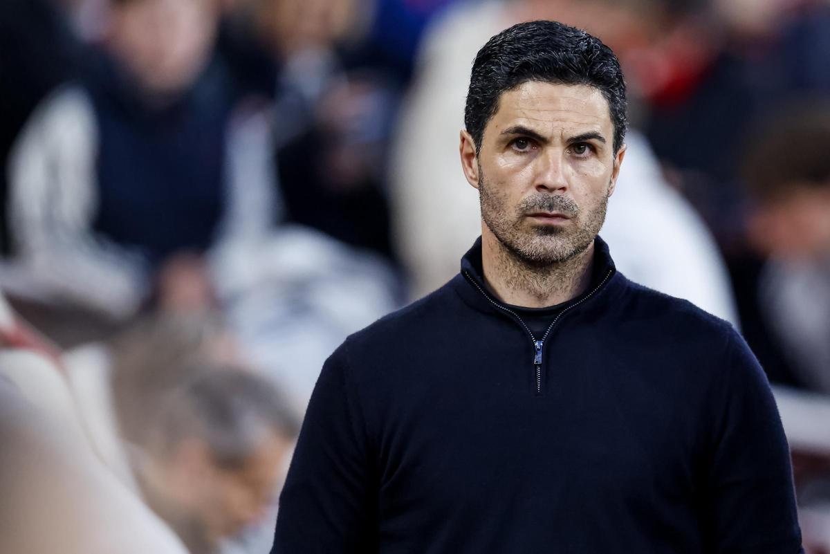 Mikel Arteta, entrenador del Arsenal, durante la eliminatoria ante el Sporting