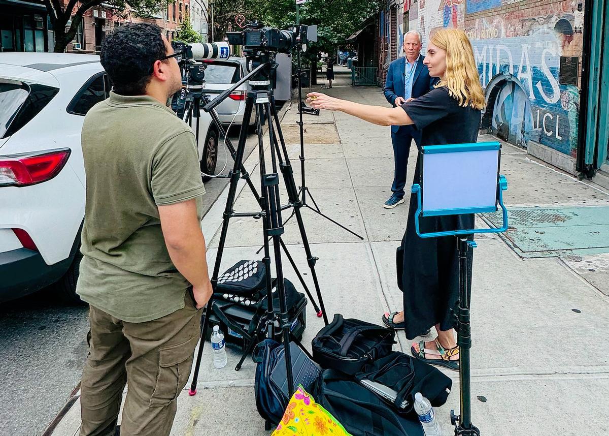 Preparando una entrevista en Nueva York.