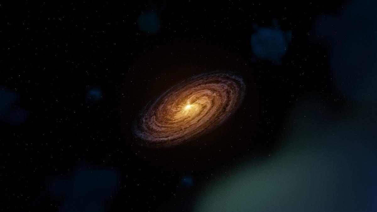 Ilustración de los tenues depósitos de combustible que rodean a las galaxias, lo que les permite formar nuevas estrellas y sistemas planetarios.