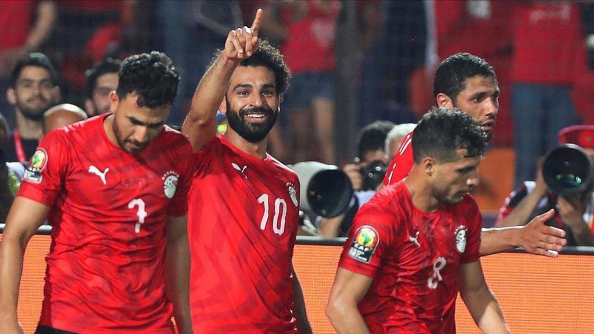 Salah celebra el segundo tanto de su selección
