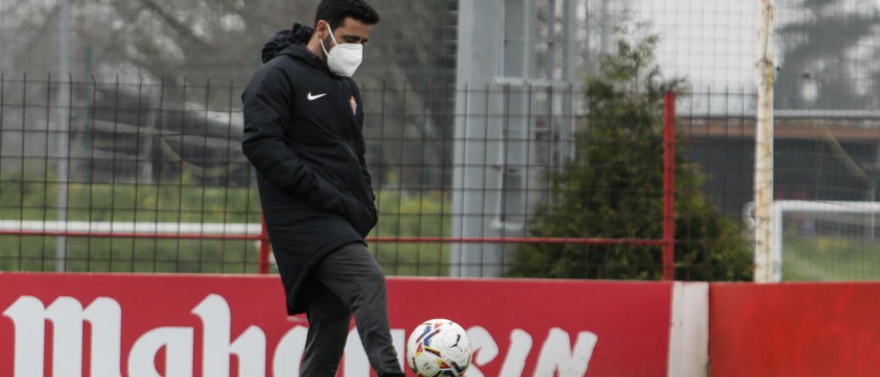 Gallego, en un entrenamiento en Mareo