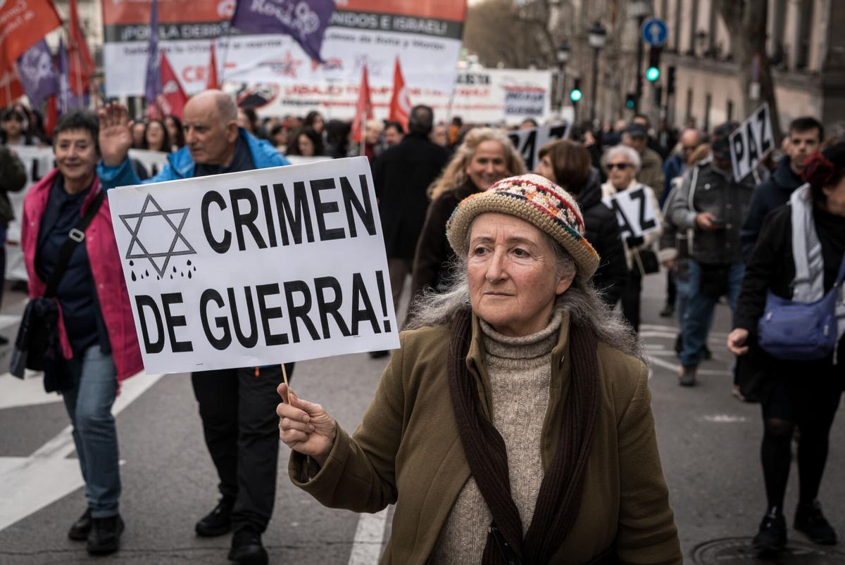 Las imágenes de la manifestación del "no a la guerra" en Madrid.