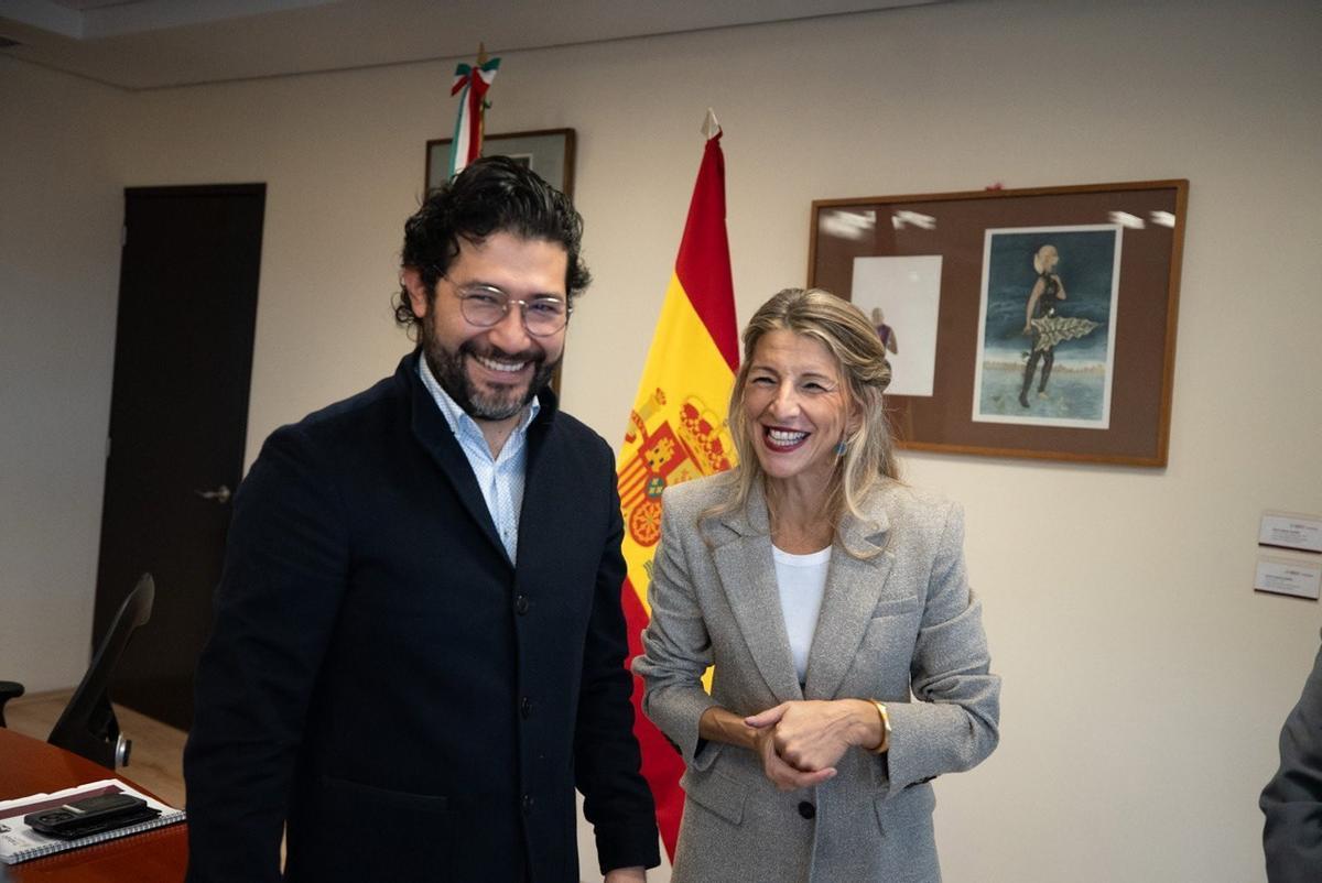 La vicepresidenta Yolanda Díaz se ha reunido con el ministro de Trabajo y Previsión Social de México, Marath Bolaños, en Ciudad de México.