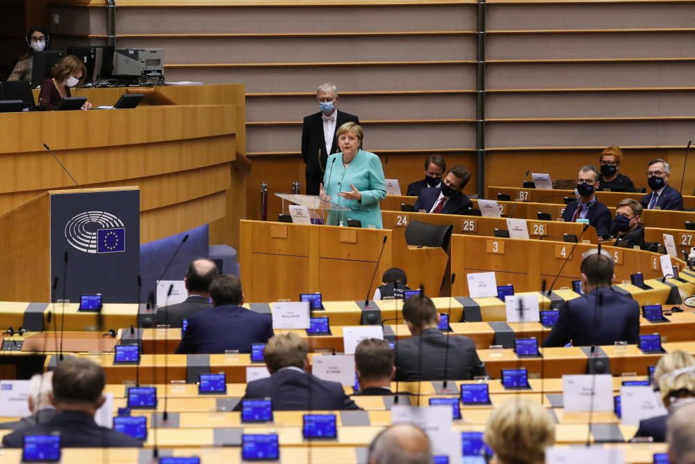 Ángela Merkel en el Parlamento Europeo