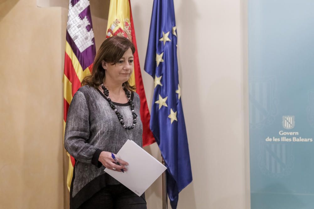 Francina Armengol anuncia la salida de Mateu del Govern.