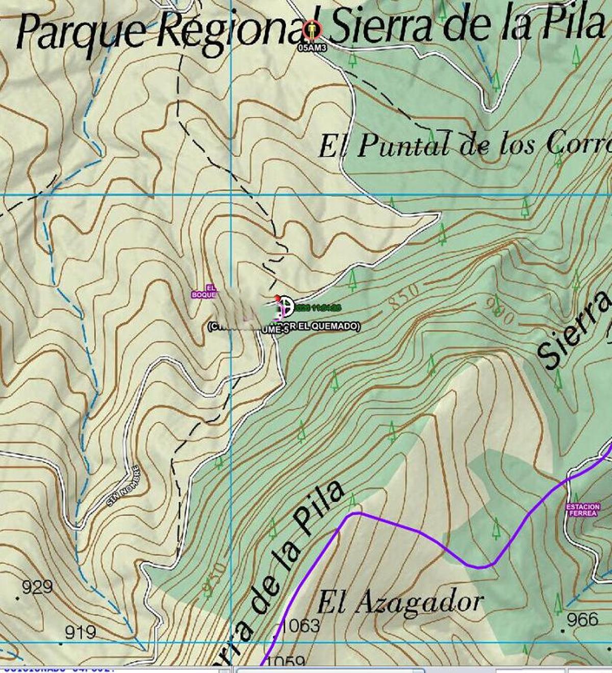 Captura de pantalla difundida por el 112 sobre la ubicación donde se desmayó el senderista.