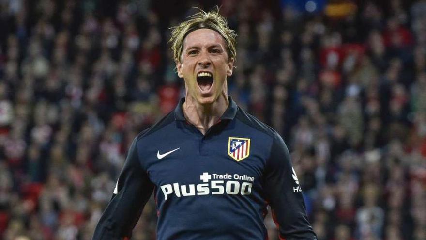 Torres celebra el gol de la victoria del Atlético. // Efe