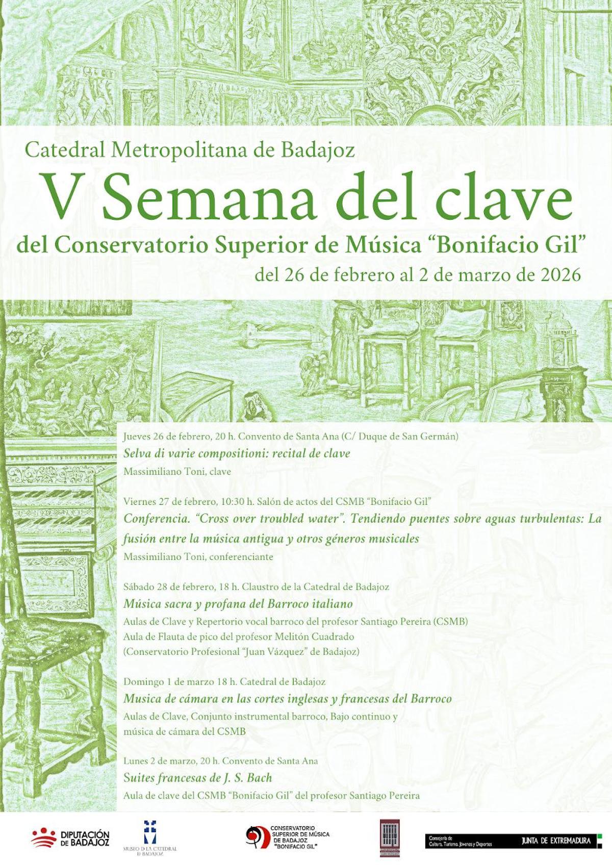 Cartel promocional de la V Semana del Clave de Badajoz