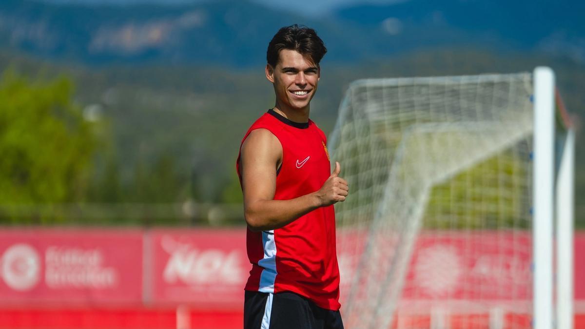 Jan Salas, durante un entrenamiento en Son Bibiloni.