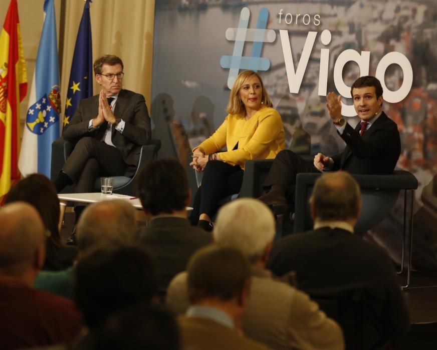 Casado estuvo arropado por Feijóo y Muñoz en su acto en A Sede del Celta