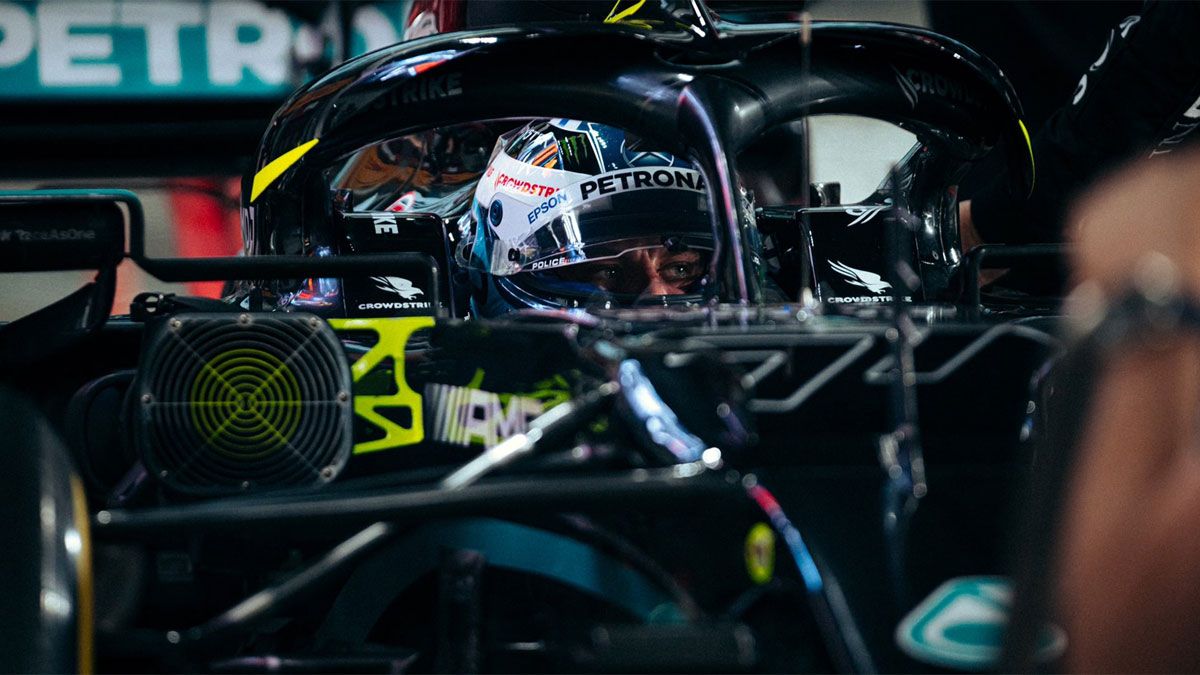 Bottas, antes de salir a la pista en Losail