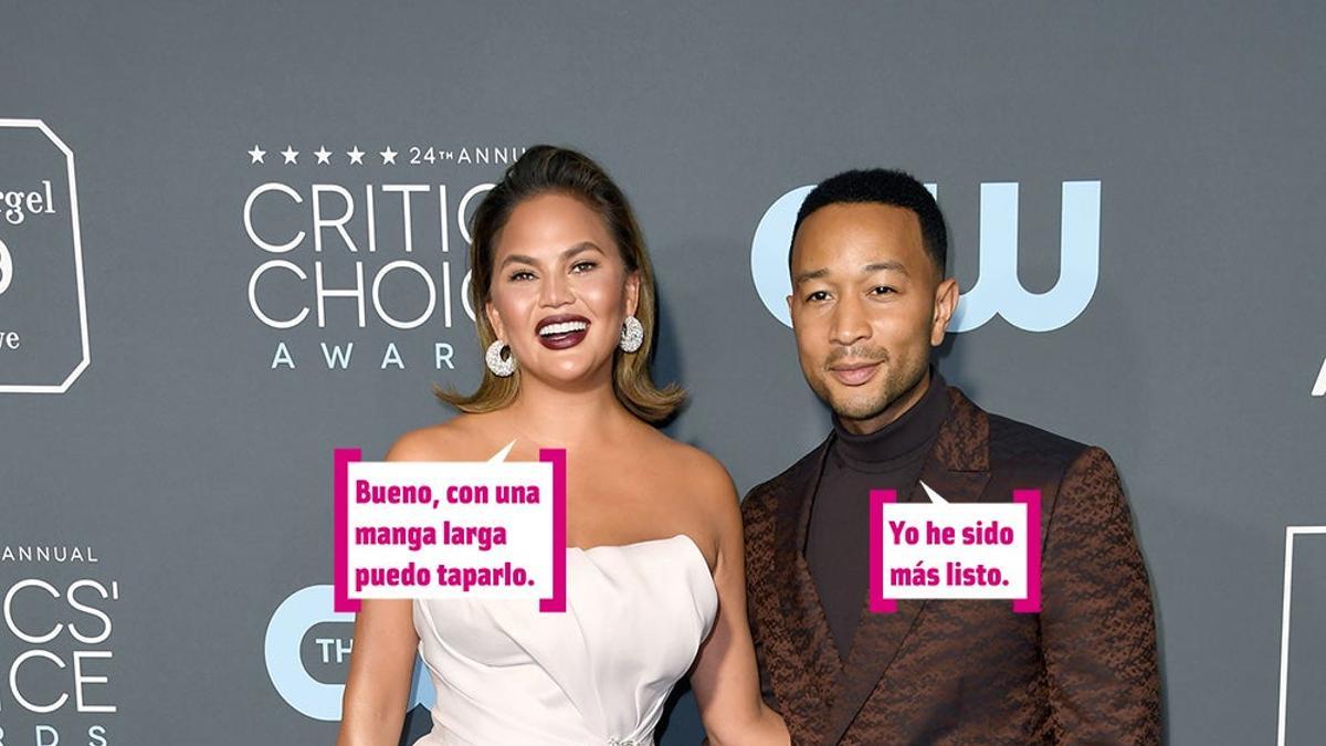 Chrissy Teigen sonriendo y John Legend