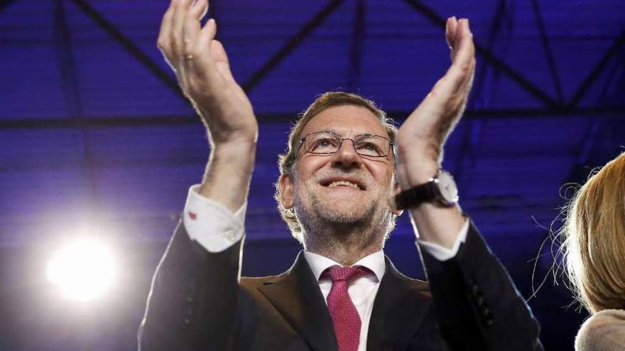 Mariano Rajoy, ayer en el cierre de campaña en Madrid. // Reuters
