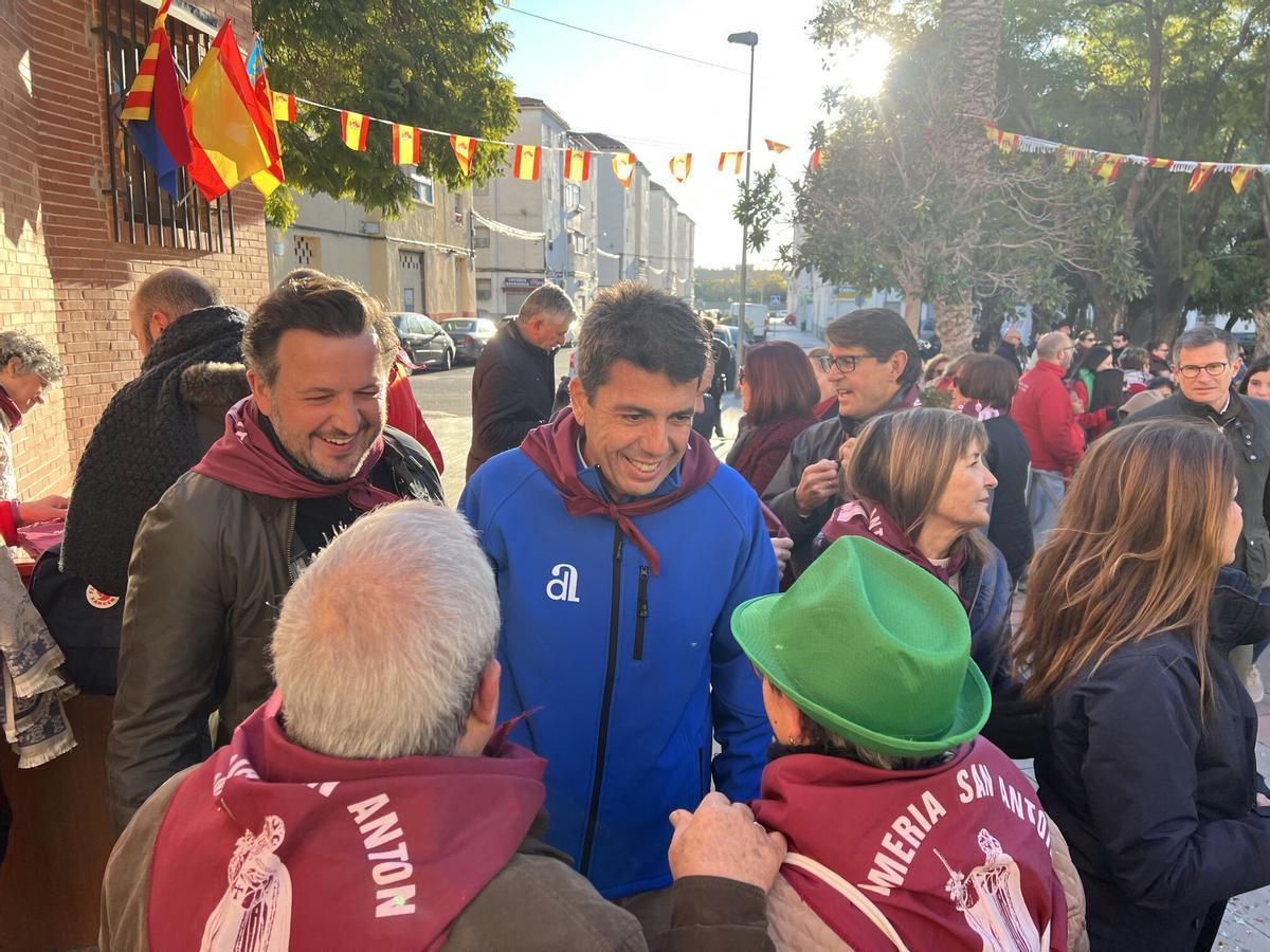 Carlos Mazón durante la celebración de la Romería de San Antón en Elche