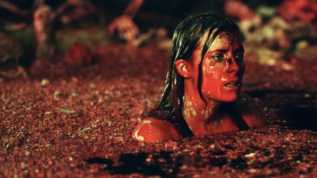 Shauna Macdonald en el gran charco de sangre de 'The descent'.