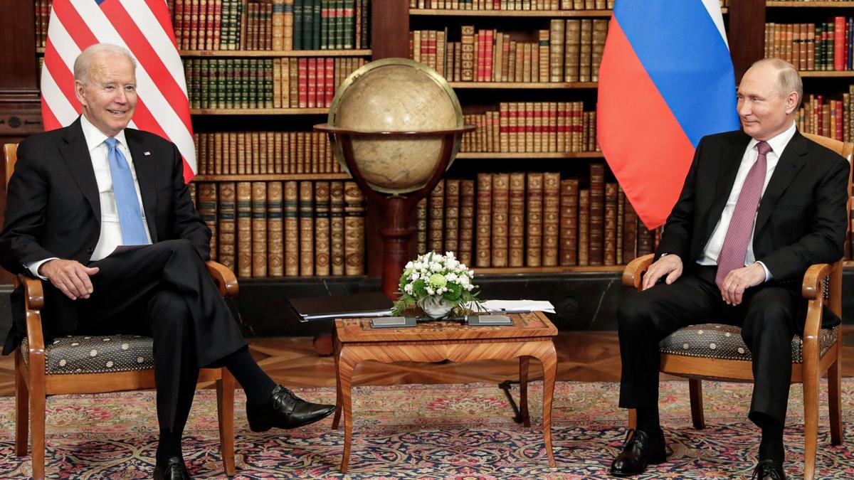 Vladimir Putin y Joe Biden en su última reunión antes de la guerra en Ucrania.