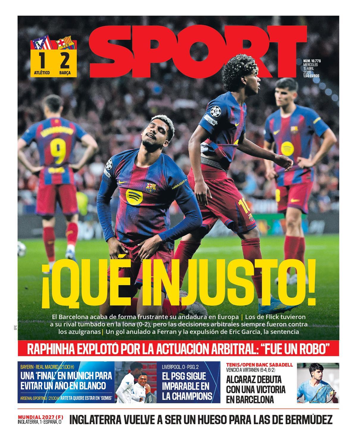 La portada SPORT de hoy