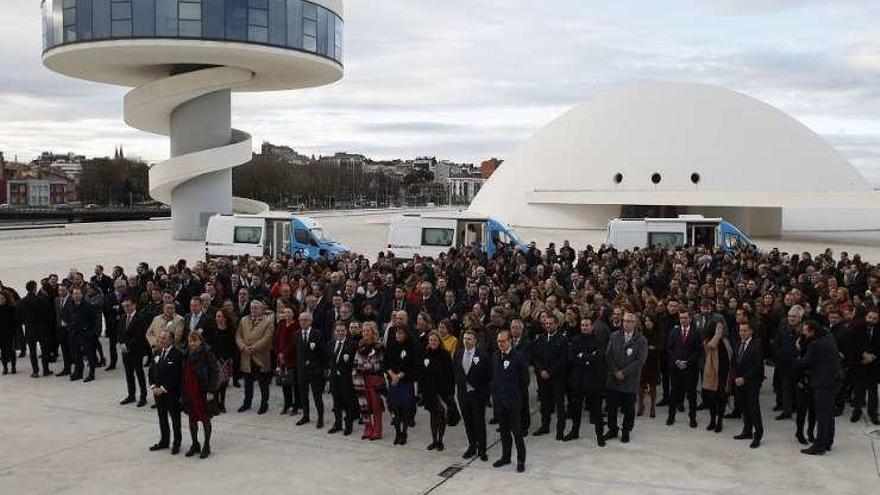 Los directivos del Sabadell, en el Niemeyer