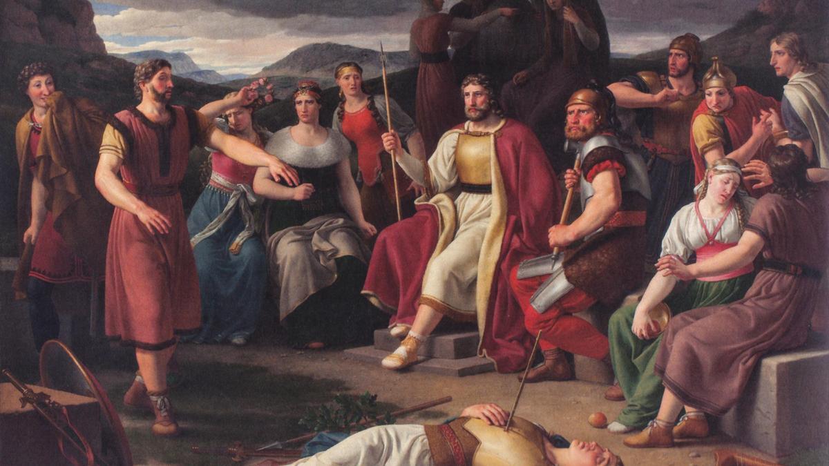 Los Aesir alrededor del cadáver de Baldr, obra de Eckersberg
