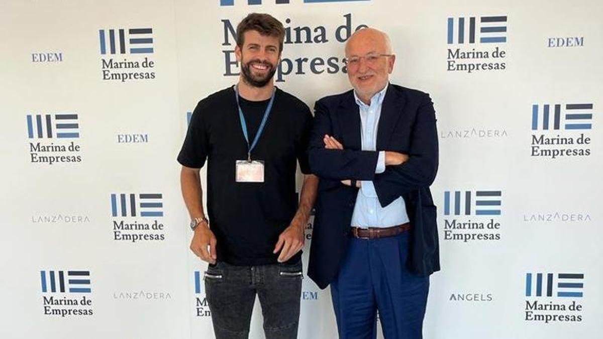 Gerard Piqué y Juan Roig, en La Marina de Empresas de València