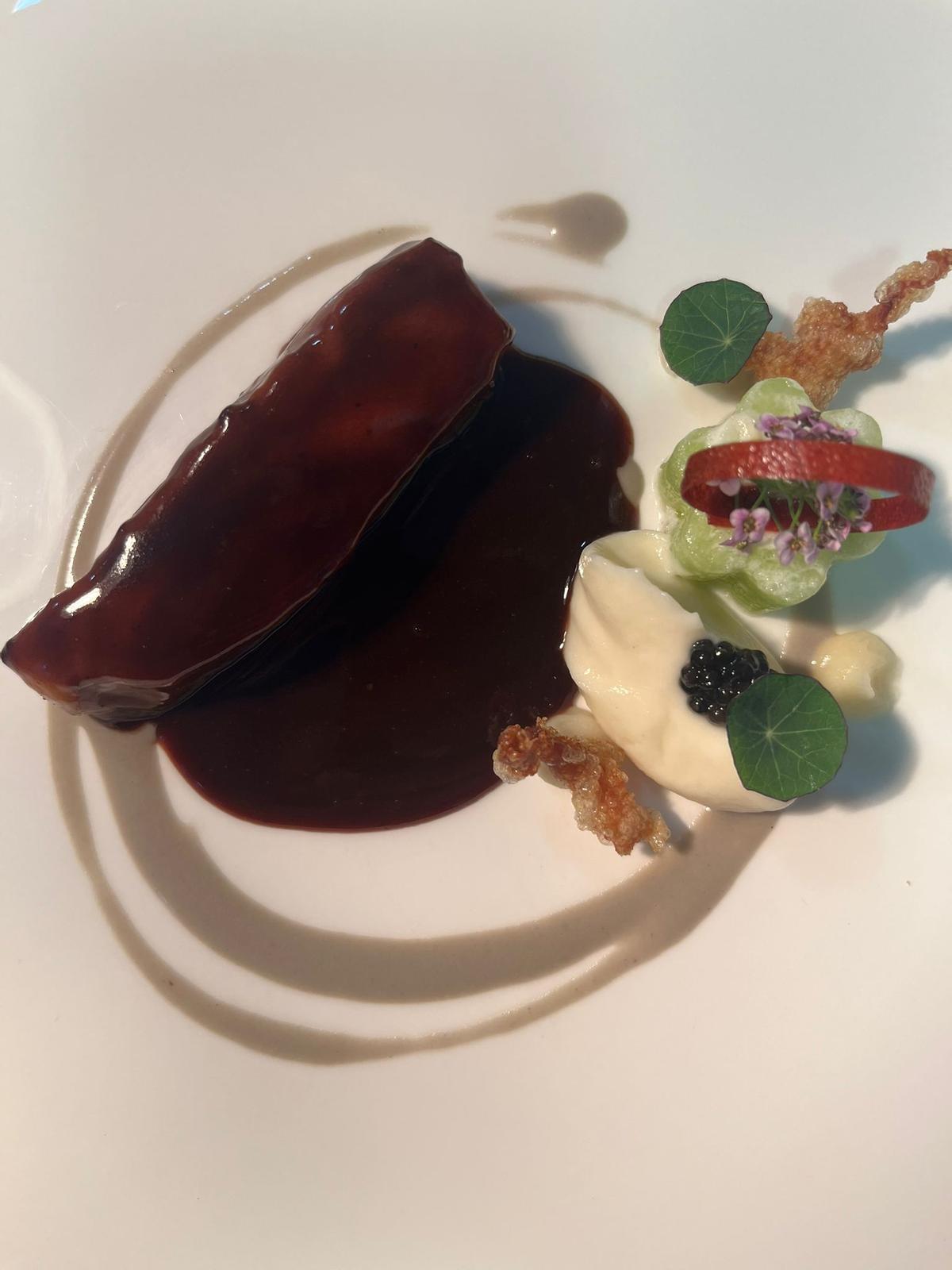 El esturión del Cinca, segundo plato del menú de Rodríguez en la final.