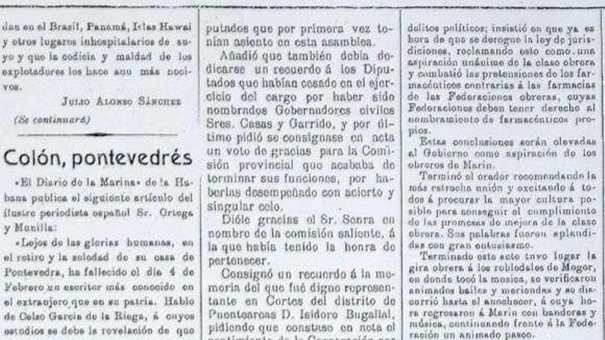 El semanario Marín recogía en 1914 la teoría. // Archivo G. Carragal / Rep G.S.
