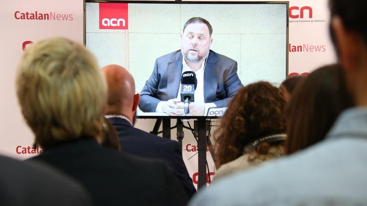 La rueda de prensa de Oriol Junqueras organizada por la ACN en Soto del Real.