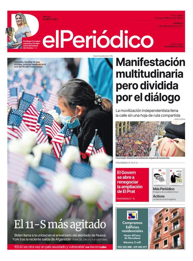 La portada d’EL PERIÓDICO del 12 de setembre del 2021