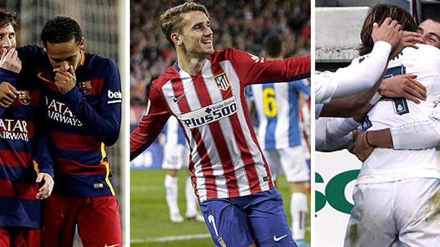 Medsi con Neymar, Griezmann y Bale con Modric.