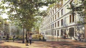 Recreación del aspecto de las futuras calles interiores de la Escola Industrial.