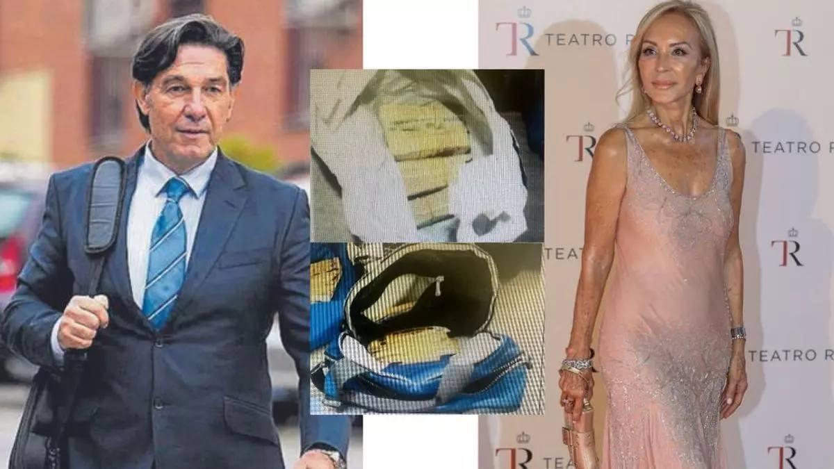 Al centre, imatge dels 140.000 euros que l’actor Luis Lorenzo guardava a casa seva. Un testimoni recollit al sumari assegura que buscava dones riques i que tenia un gran interès a conèixer Carmen Lomana (dreta)