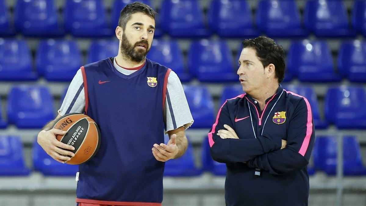 Juan Carlos Navarro y Xavi Pascual, en la primera etapa del entrenador en el Barça