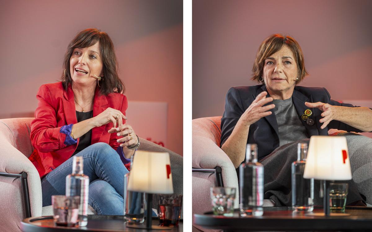 Esther Pujol, directora del Área de Desarrollo Social y Económico del AMB (izquierda) y Laura Carnicero, vicepresidenta ejecutiva de Personas y Organización de SEAT S.A (derecha) durante el evento.
