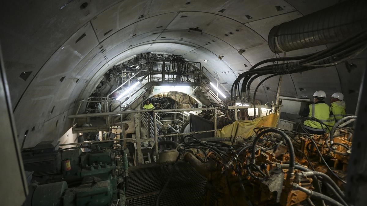 Tuneladora del nuevo acceso ferroviario a la Terminal T1 del Aeropuerto de Barcelona en El Prat de Llobregat.