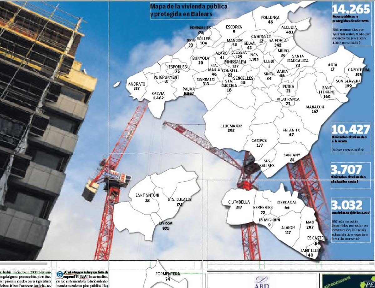 Mapa de la vivienda pública y protegida en Baleares.