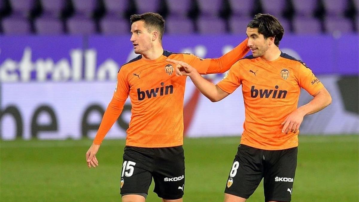 Guillamón y Soler en el partido ante el Valladolid.