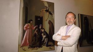 Claudio Bravo Camus, junto a su obra ’Tentación de san Antonio’.