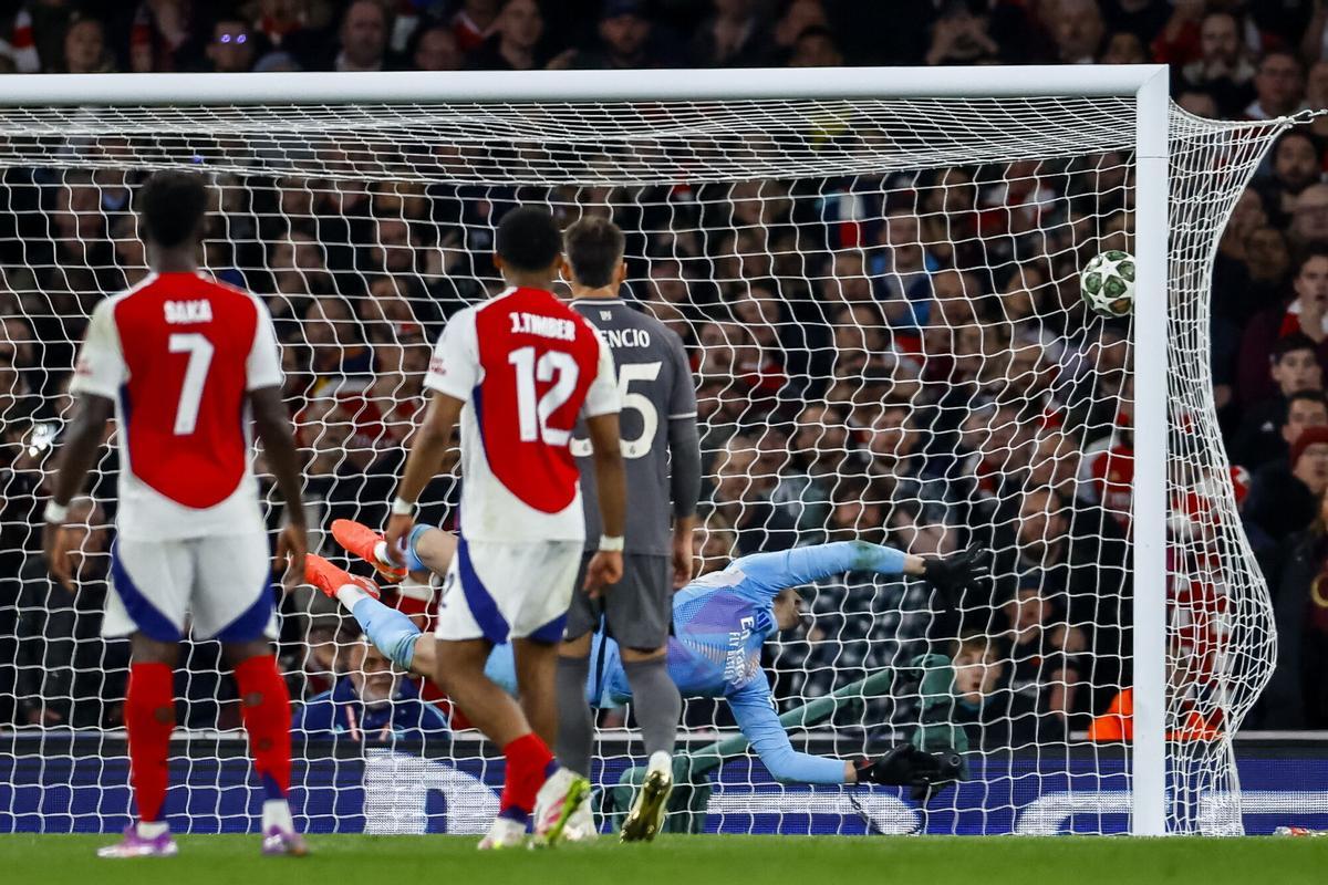 Thibaut Courtois no pudo hacer nada ante la exhibición de Rice