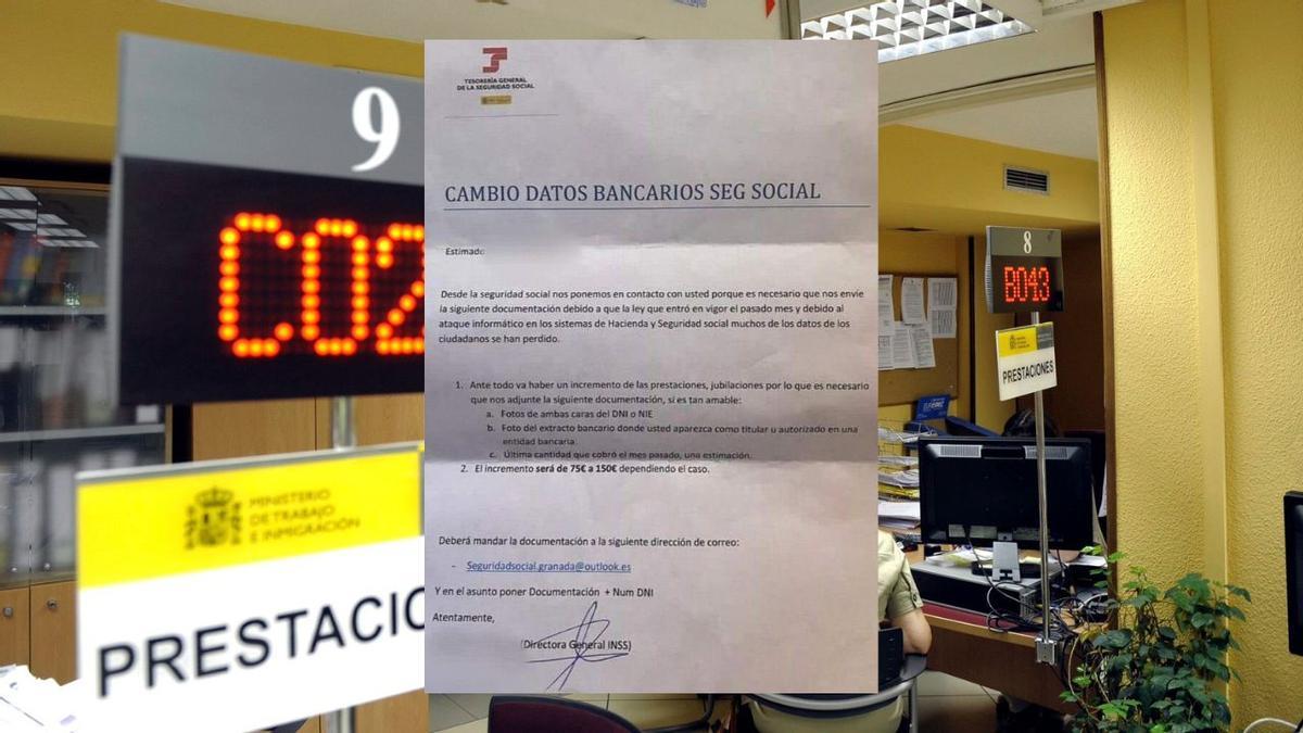 La carta falsa que han recibido los pensionistas.