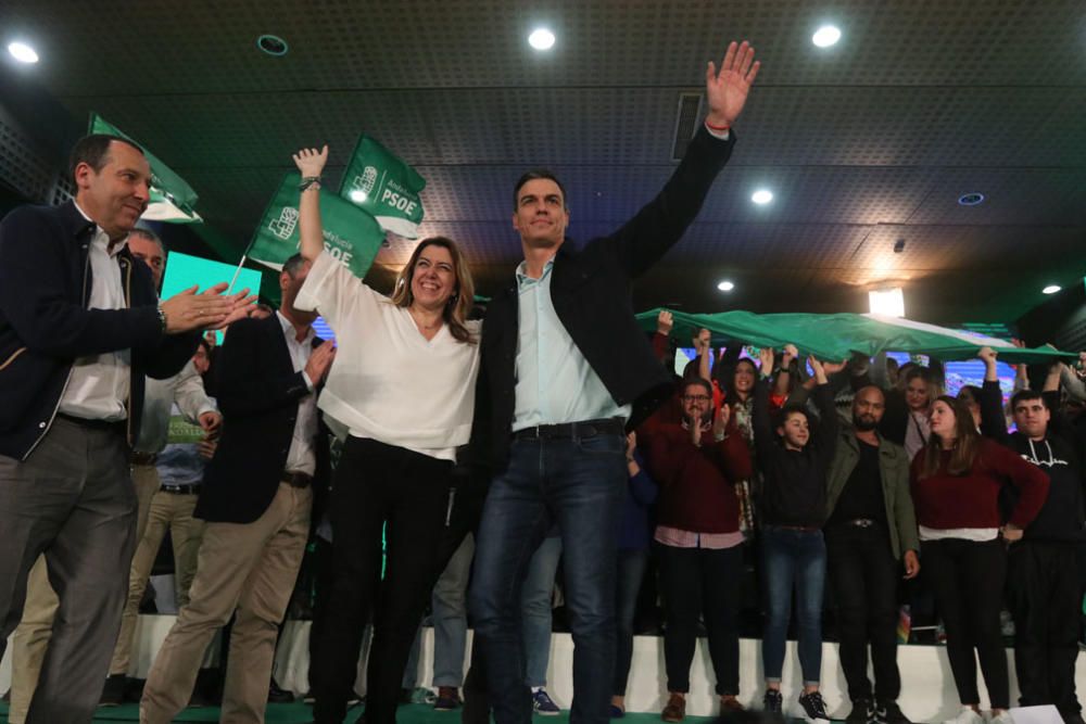 El presidente del Gobierno acompaña a la candidata a la reelección en Andalucía en un acto del PSOE-A a pocos días del final de la campaña electoral