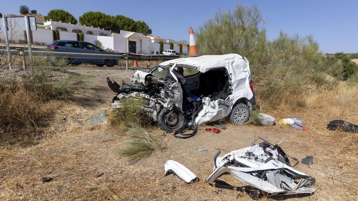 Estado en el que quedó uno de los vehículos implicados en el accidente de Casabermeja