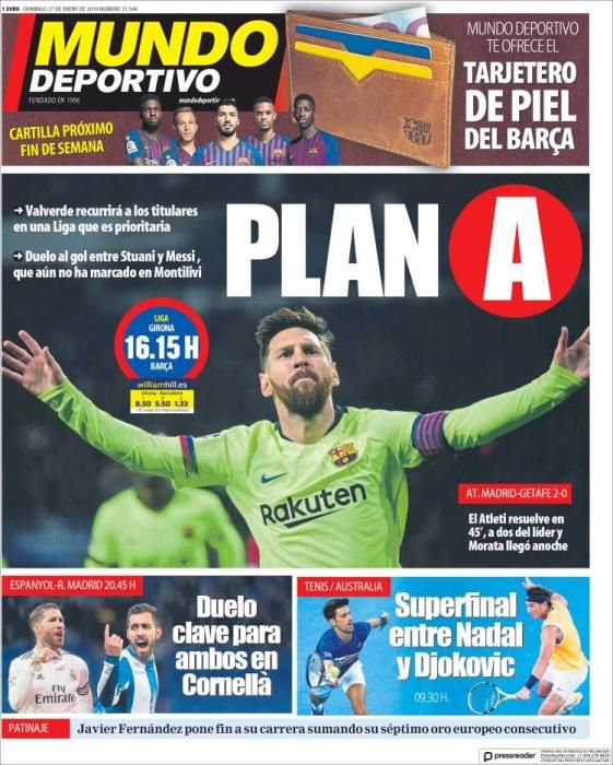 Portada MUNDO DEPORTIVO domingo 27 enero 2019