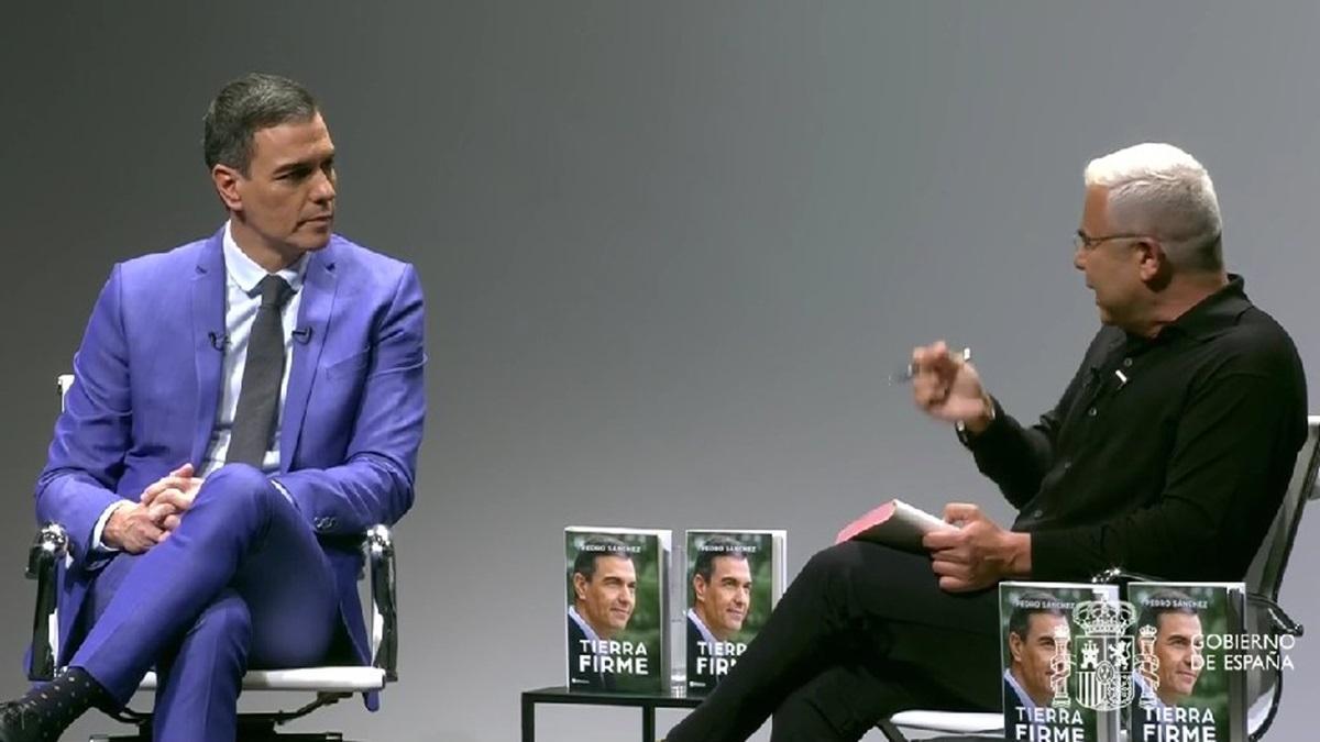 Pedro Sánchez en la presentación del libro, cuando ha hablado de Pablo Motos con Jorge Javier Vázquez.